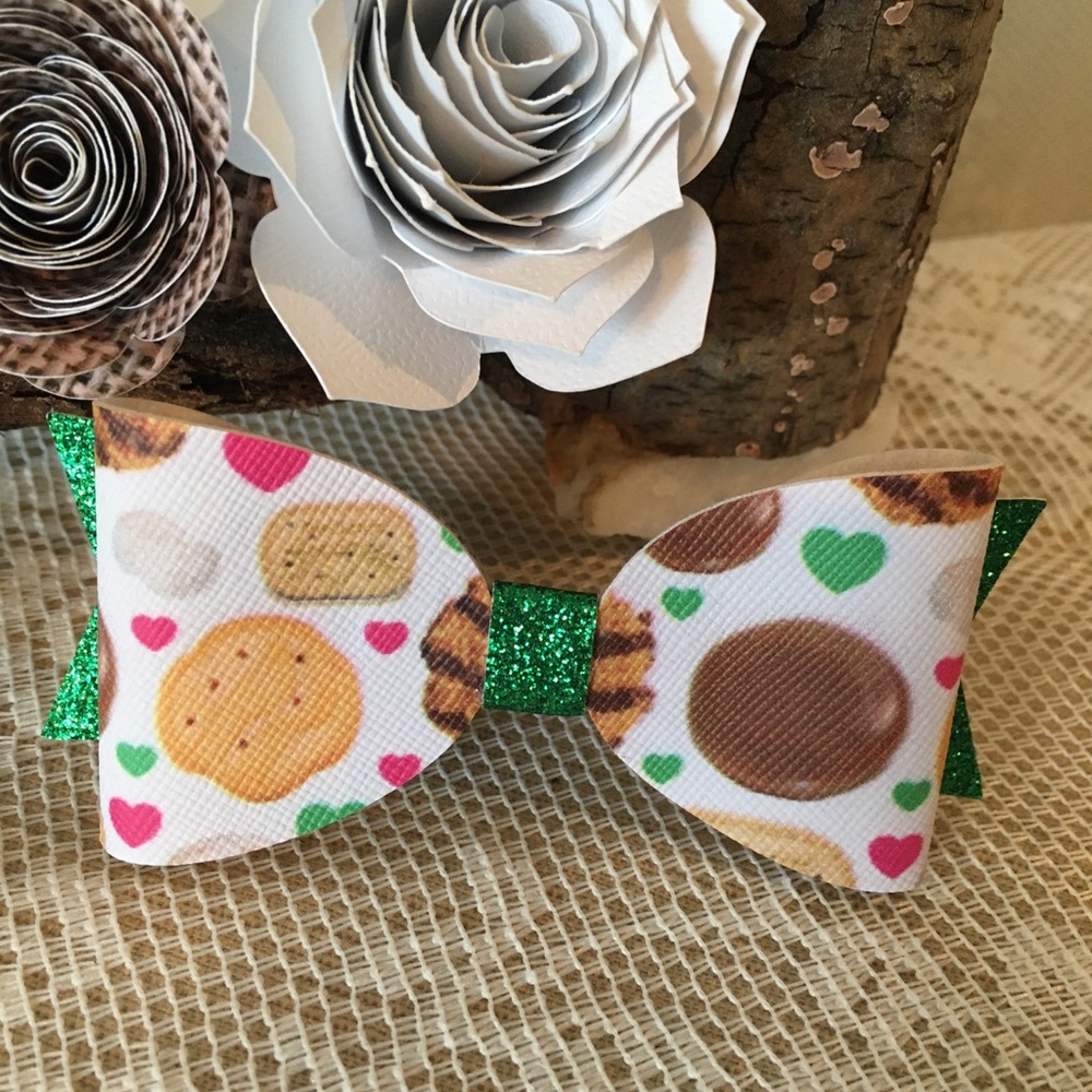 Faux leather bow